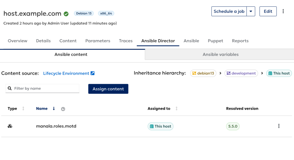Assign Ansible role to host