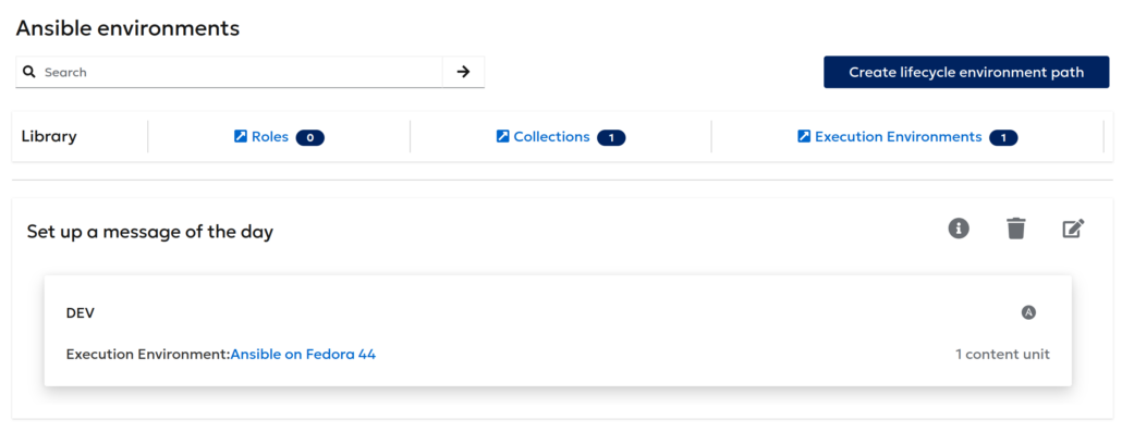Define an Ansible lifecycle environment